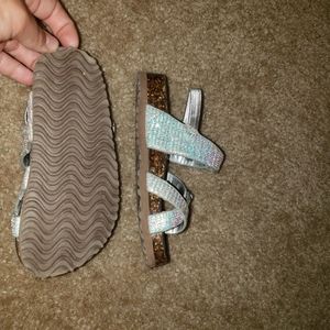 Cute silver off brand birkenstocks